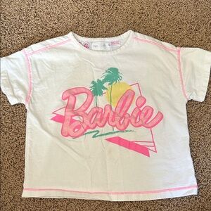 Zara Kids White and Pink Barbie Graphic Tee